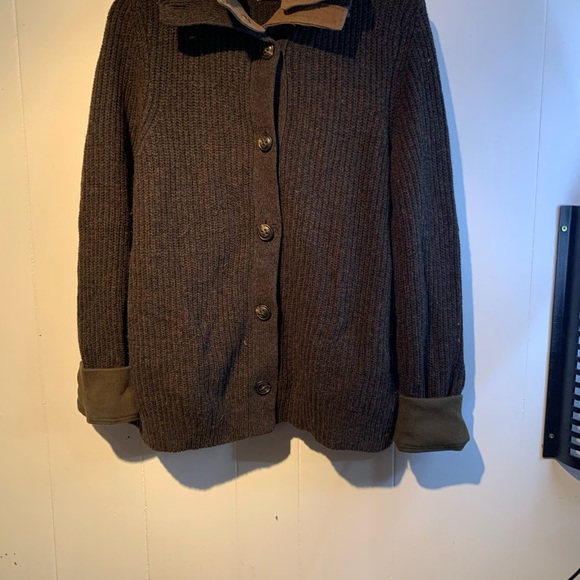 Green anthropologie cardigan sweater with detachable hood sz l - Picture 6 of 7